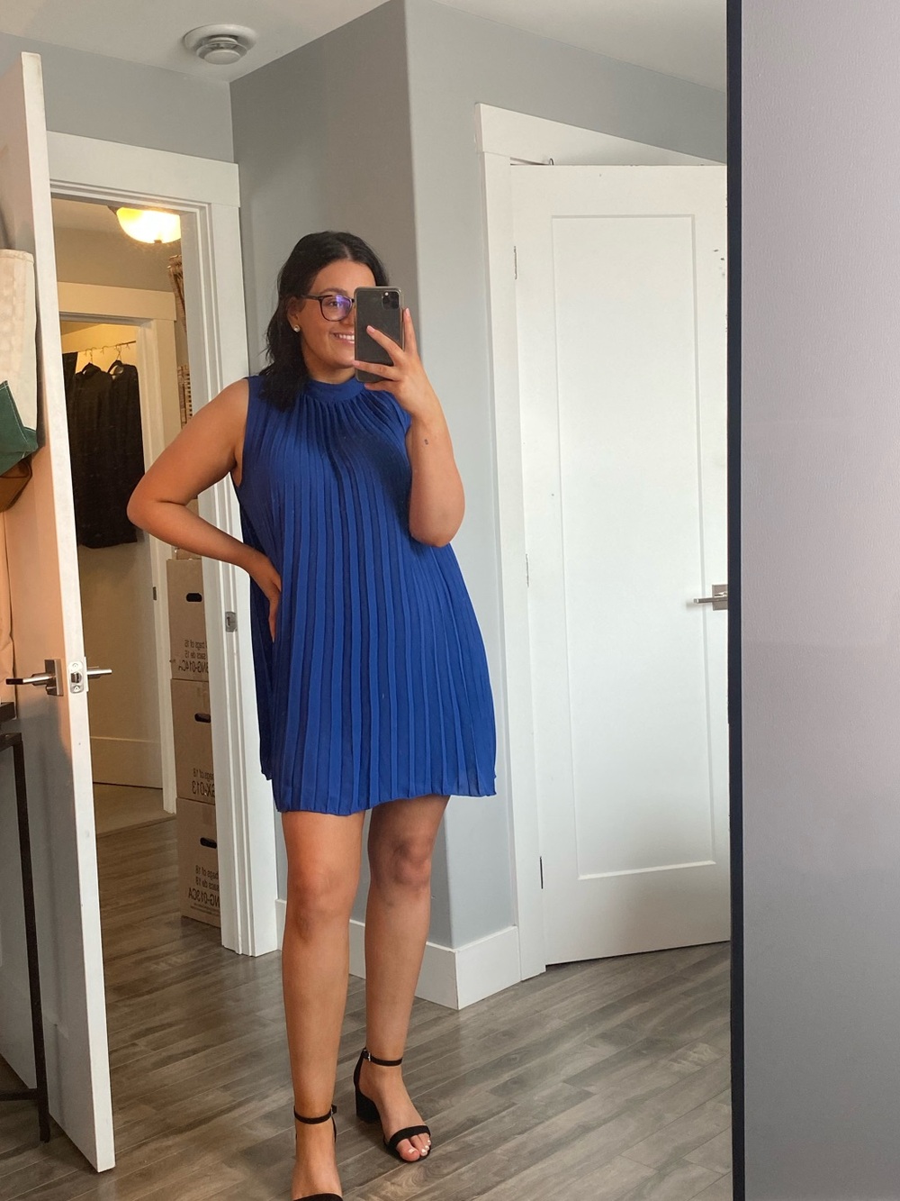 Blue pleated dress